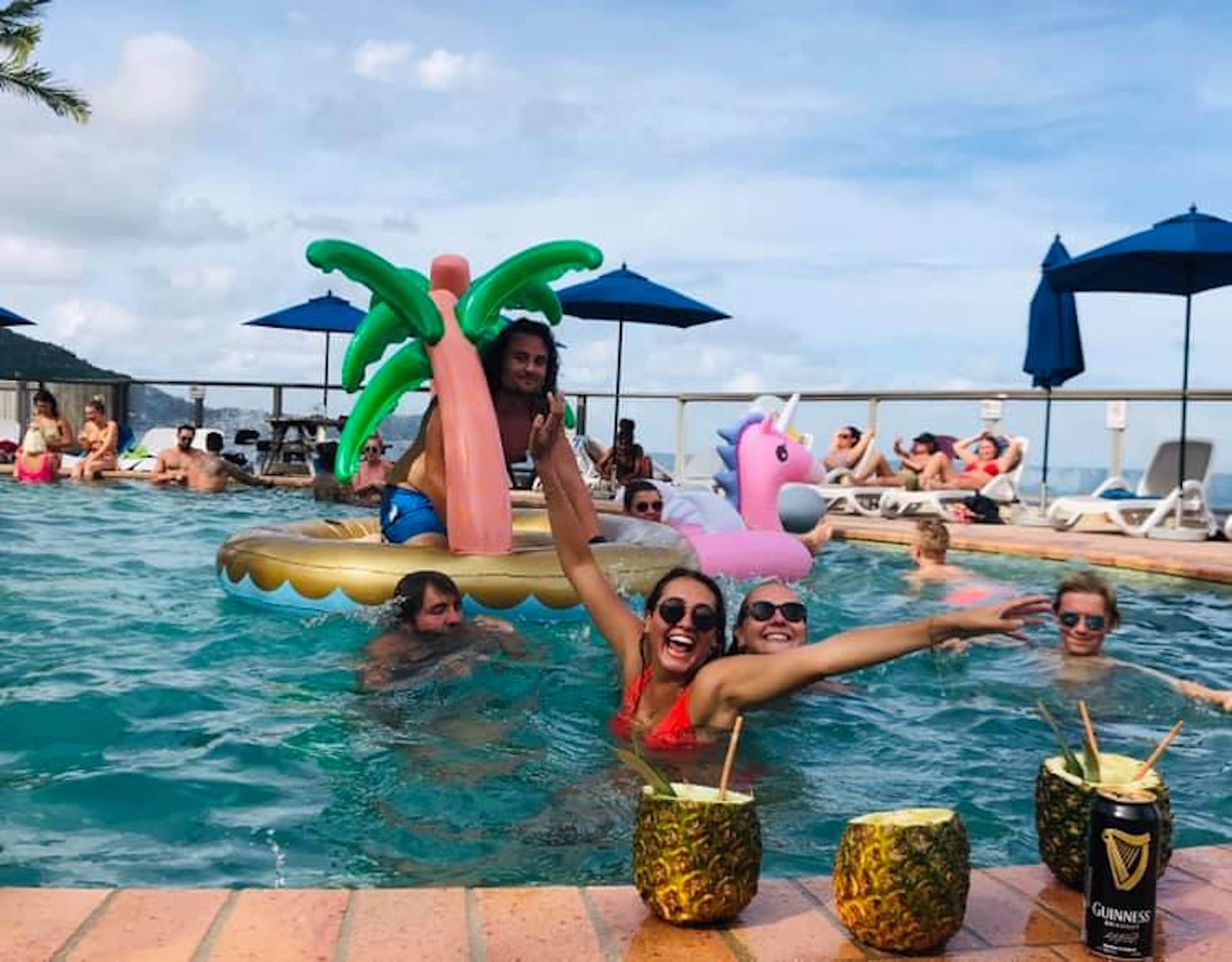People in pool having fun