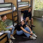 People sitting in a 4 bed dorm room in sydney hostel